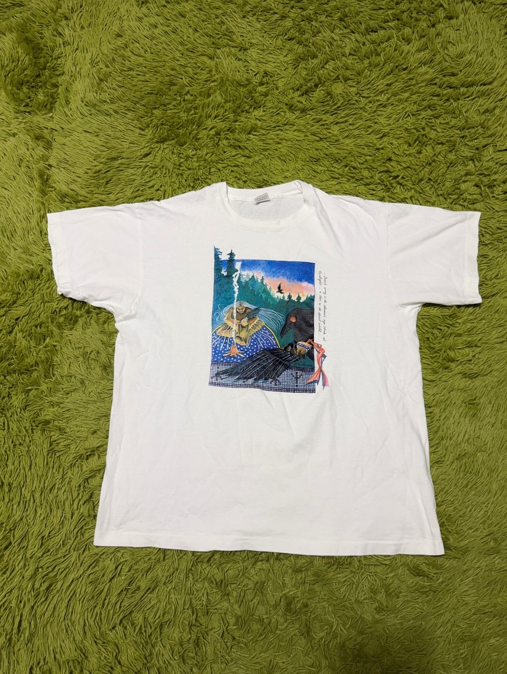 Vintage 90s Art Graphic T-shirt Size XL White